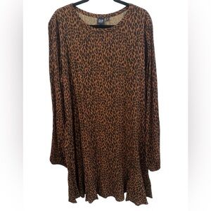 GAP Long Sleeve Cheetah Leopard Drop Waist mob wives Dress size XL